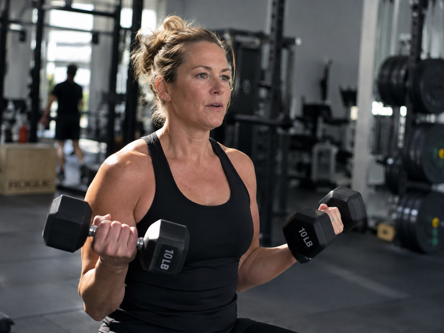Woman strength training as part of a new gym routine