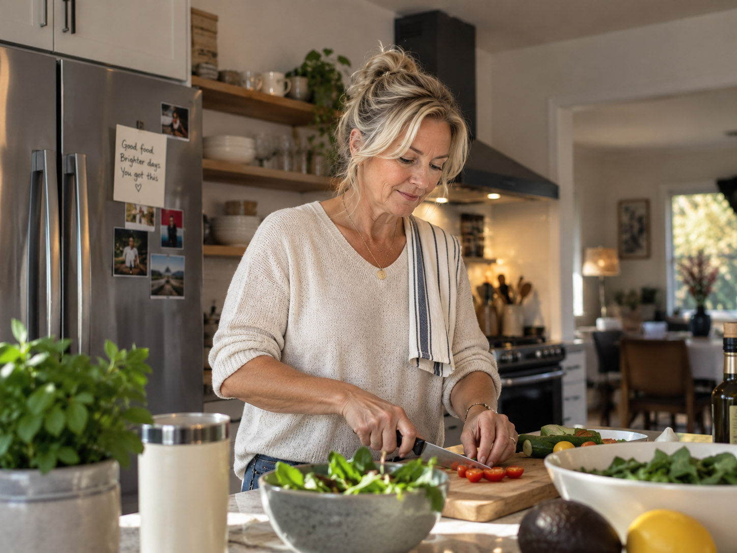 Woman outdoors planning nutrition for her current life stage
